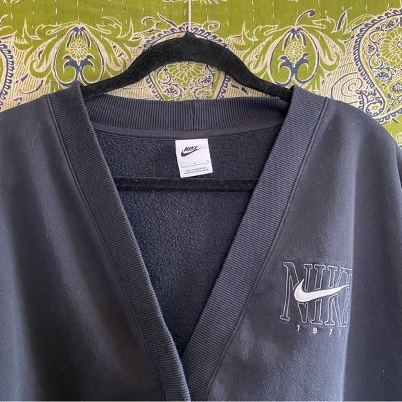 Nike Black Oversized Graphic Streetwear Sporty Snap Cardigan Size Large - Picture 3 of 15